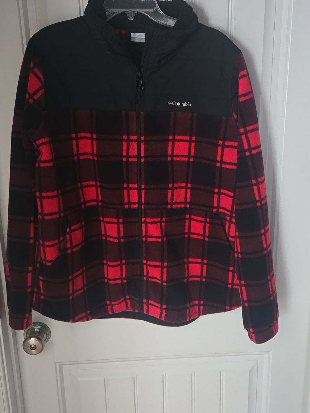 Columbia Red and Black Plaid Fleece Jacket
